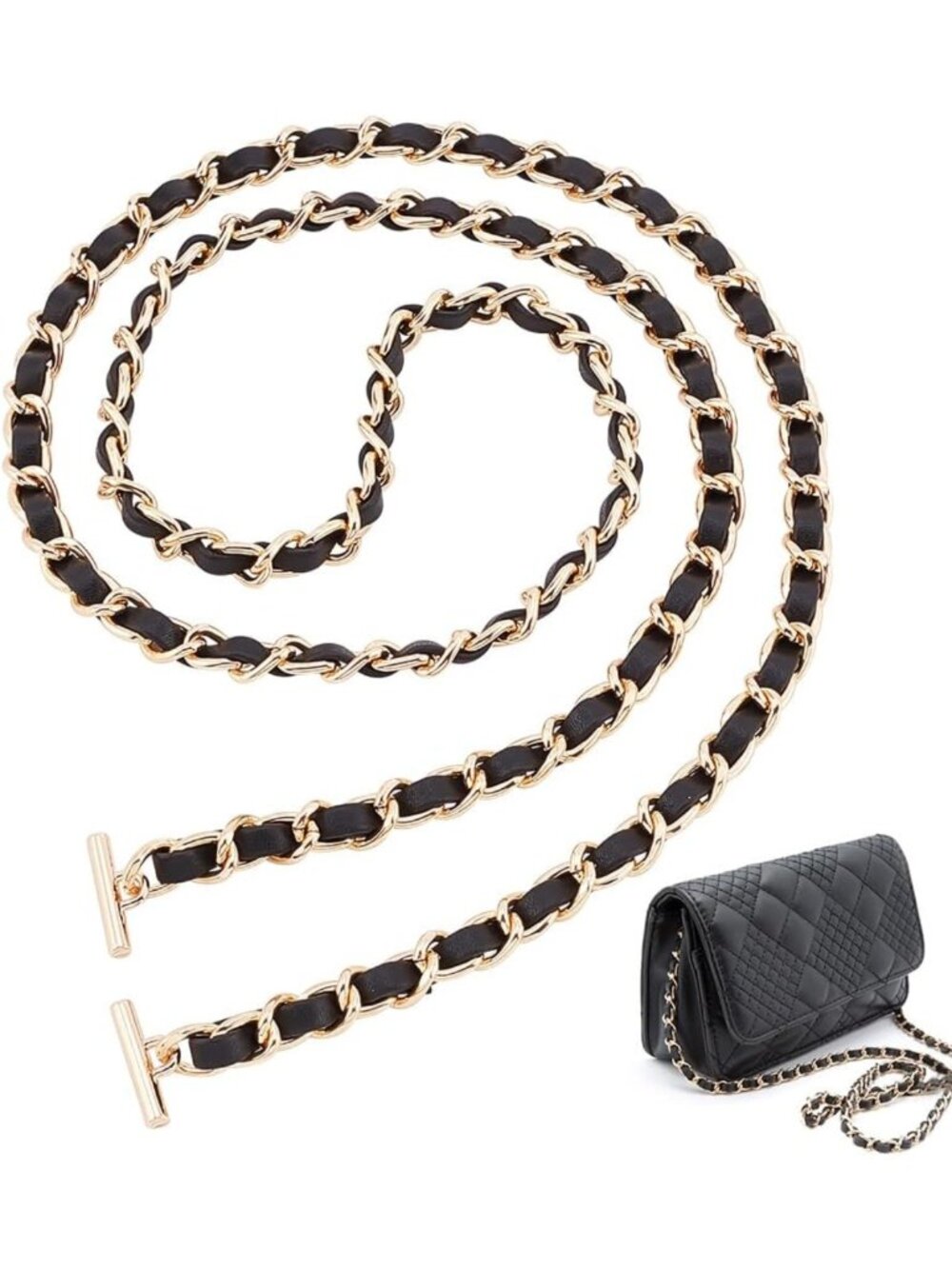 Stylish 48" Woven PU Leather Crossbody Chain Strap for Handbags & Clutches